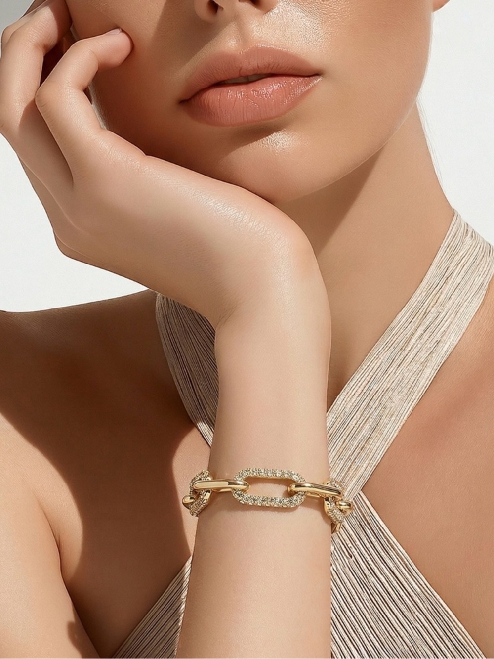 🆕J. Crew Gold Chain Bracelet Pave Crystals